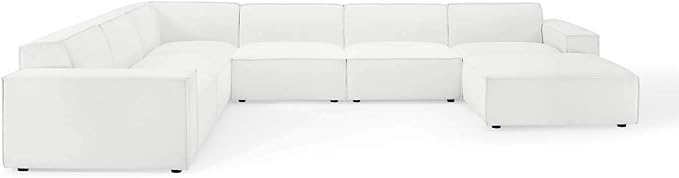 Modway Restore Upholstered Sectional Sofa, 7-Piece Set, White