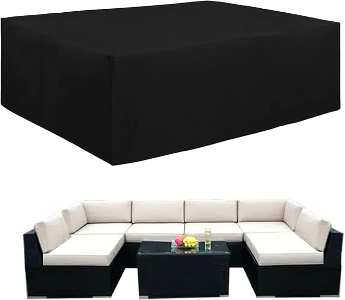 Easy-Going 600D Heavy Duty Patio Furniture Cover, Outdoor Rectangular Table and Chair Set Cover, Waterproof Outdoor Sectional Set Cover (90" L x 64" W x 28" H, Black) by Easy-Going