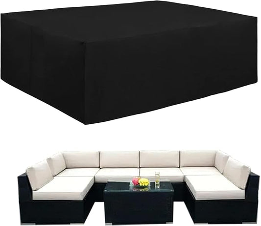Easy-Going 600D Heavy Duty Patio Furniture Cover, Outdoor Rectangular Table and Chair Set Cover, Waterproof Outdoor Sectional Set Cover (111"L x 74"W x 28"H, Black) by Easy-Going