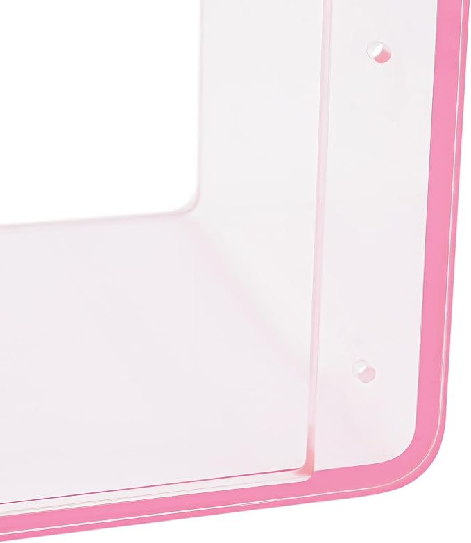 Acrylic Wall-Mounted Nightstand Floating Wall Nightstand Bedside Table Floating Side Table Wall Mounted Clear Shelf for Bedroom Bathroom (Pink) - Image 7