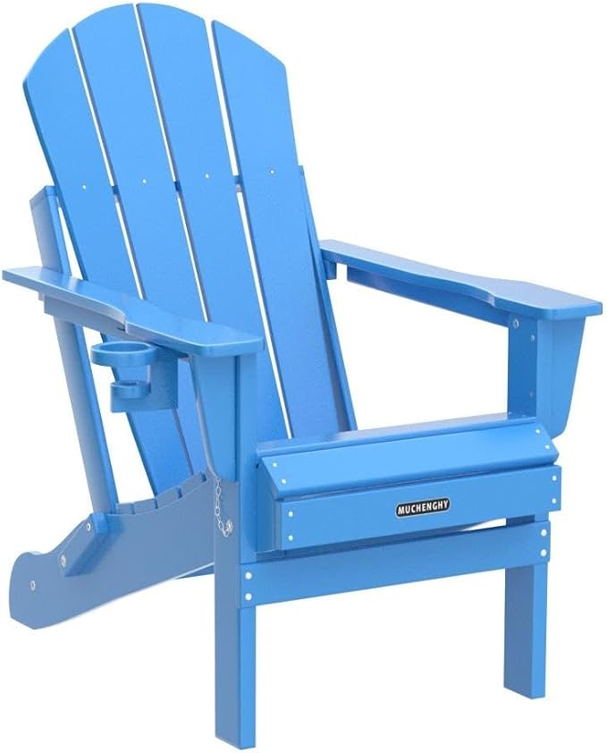 MUCHENGHY Folding Adirondack Chairs HDPE Weather Resistant, Patio Firepit Chairs, Sturdy Outside Chair, Lawn Chairs, 15min Assembly 380lb, Royal Blue - Image 5