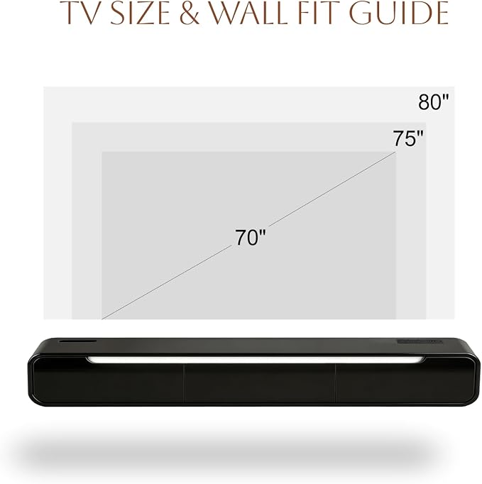 basenji Fully-Assembled Floating TV Stand -71" Wall Mounted TV Stand with Power Outlet | High Gloss Modern Floating Entertainment Center Media Console for Living Room, Bedroom - Black - Image 3