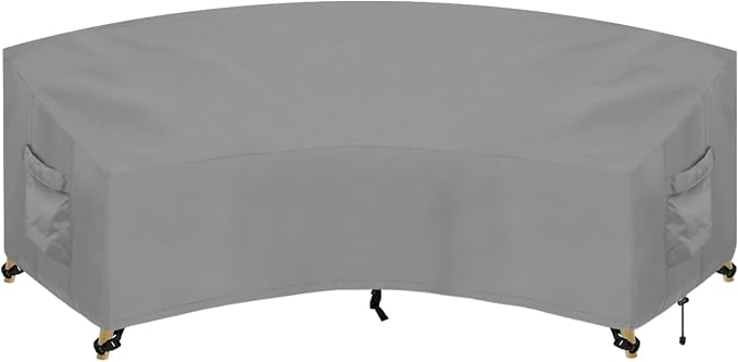 PureFit Outdoor Sectional Sofa Cover Waterproof Curved Patio Furniture Covers for Deck, Lawn and Backyard, 90Lx34Dx32Hx46FL, Grey by PureFit