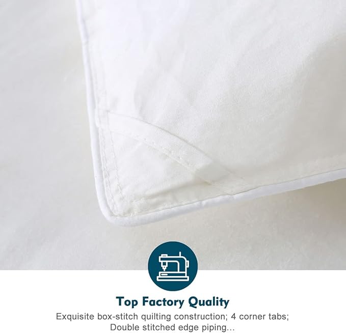 Feathers Down Comforter California King - 100% Organic Cotton Quilted Medium Warm All Seasons Duvet Insert or Stand-Alone Comforter (104x96, Ivory White)