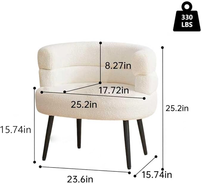 Makeup Vanity Chairs with Back,Office Desk No Wheels,Comfy Fabric Easy to Install for Living Room,Bedroom,Home,Office,Dressing Room-Beige White