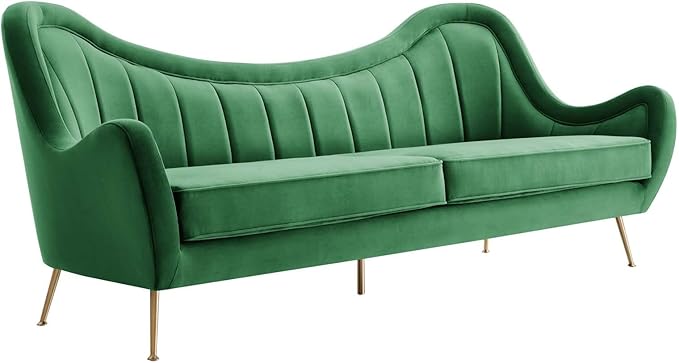 Modway EEI-5874-EME Cheshire Channel Tufted Performance Velvet Sofa, Emerald