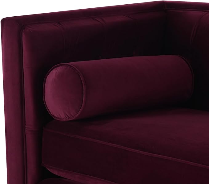 Jennifer Taylor Home Jack 84" Modern Tuxedo Tufted Sofa, Burgundy Velvet