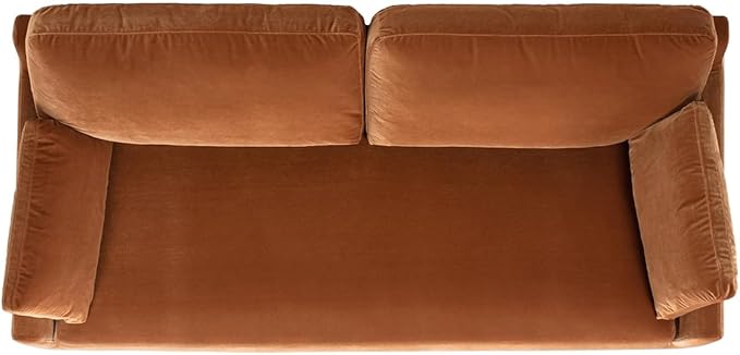 Jennifer Taylor Home Pasadena 75.5" Modern Living Room Farmhouse Performance Velvet Compact Sofa/Couch in Burnt Orange
