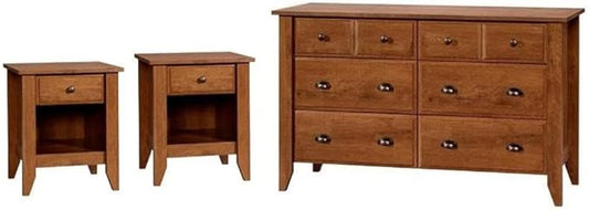 Home Square 3 Piece Bedroom Set with Dresser and 2 Nightstands in Oiled Oak