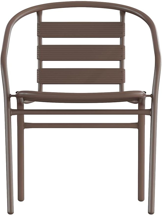 Flash Furniture Lila Metal Restaurant Stack Chairs with Metal Slats, Set of 4, Bronze - Image 8