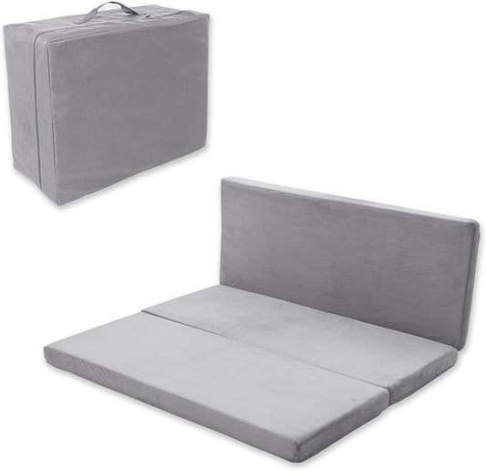 SINWEEK 3.95in Queen Folding Topper with Storage Bag - Foldable Trifold Floor Mat Topper, CertiPUR-US Certified Guest Sleeping Pad, Machine Washable Cover