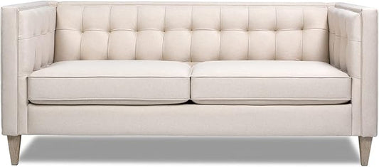 Jennifer Taylor Home James 74" Modern Tuxedo Sofa, Sky Neutral Beige Polyester