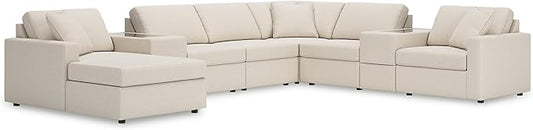 Signature Design by Ashley Casual Modmax Stain Resistant U-Shape Right-Arm Facing 8-Piece Sectional with Chaise and Storage Consoles, Beige