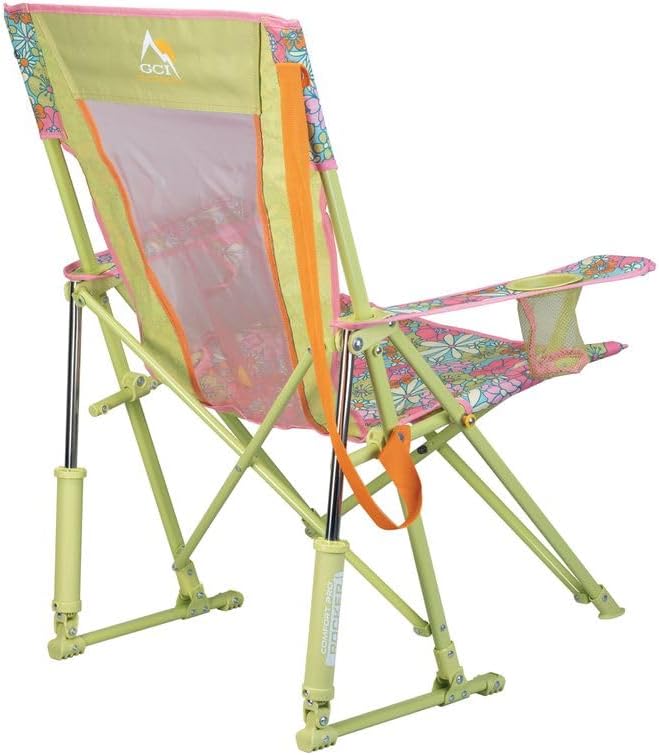 GCI Outdoor Comfort Pro Rocker Camping Chair | Portable Folding Rocking Chair with Durable Armrests & Drink Holder — Floral - Image 3