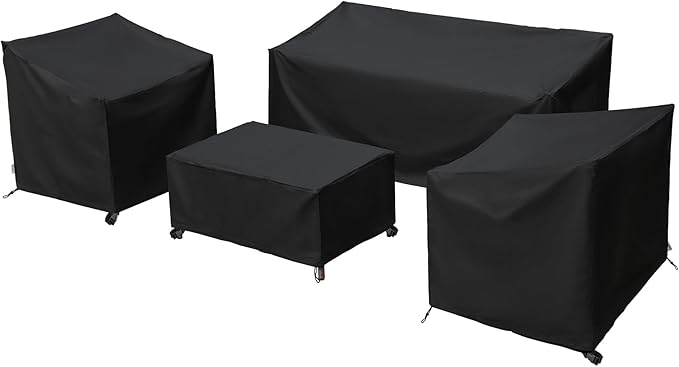 Patio Furniture Covers,Outdoor Furniture Cover Waterproof,Patio Furniture Set Covers for 4 Piece Outdoor Conversation Set,Patio Covers Set X-Large (Black) by BANER+GARDEN