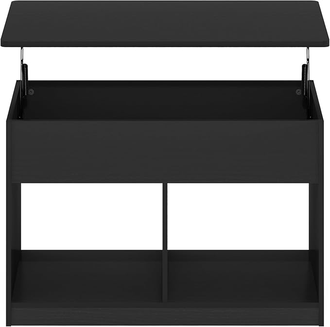 Furinno Jensen Lift Top Coffee Table with Storage Shelf and Hidden Compartment, for Living Room, Dark Americano
