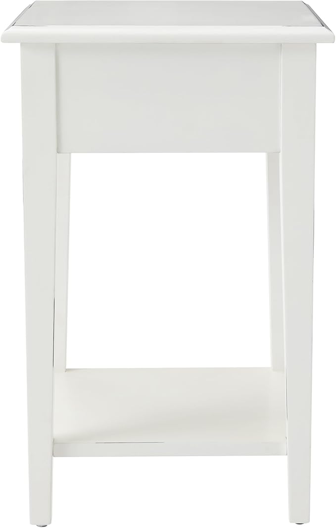 Leick Home Haven Ridge Square End Table, One Drawer Side Table, Farmhouse White, 214379