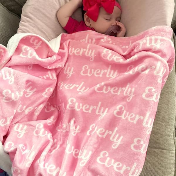 DayOfShe Custom Blankets with Name for Girls Boys Baby Shower Blanket Gifts,Personalized Name Blankets for Kids Teen Girls Grandkids Christmas Baby Easter Basket Stuffers Gifts