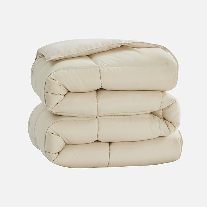Homelike Moment Comforters Queen Size - Beige Duvet Insert Down Alternative Bed Queen Comforter, Lightweight Bedding Comforters Full Size Quilted Soft All Season Beige