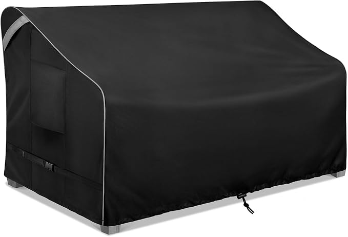 COSFLY Outdoor Patio Sofa Covers Waterproof, Heavy-Duty UV-Resistant Furniture Covers, Adjustable Fit with Buckle Straps, Fits 3-Seater Sofa up to 76"W x 32.5"D x 33"H ( Black) by COSFLYFurnitureSetCovers