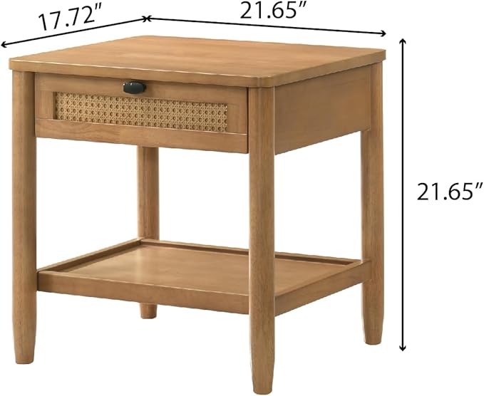 Roundhill Furniture Vichy 3-Piece Rubberwood Bedroom Set, Platform Bed with Two Nightstands, King, Textured Polyester