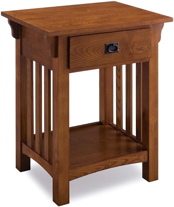 Home Square Mission Impeccable 1-Drawer Nightstand in Medium Oak (Set of 2) - Image 4