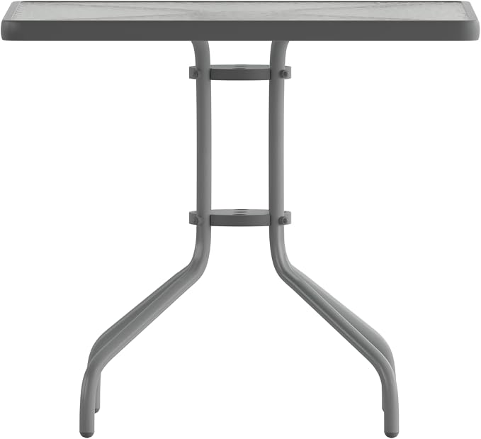 Flash Furniture Barker 31.5'' Square Tempered Glass Metal Table, Silver - Image 8