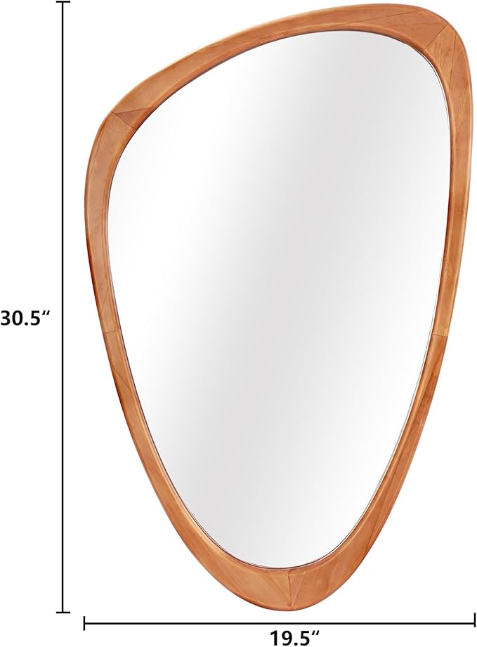 WallBeyond Asymmetrical Mirror, Irregular Wall Mirror, Wall Mirrors Decorative for Bedroom Living Room Entryway Hall, Wood Mirror for mid Century Modern Decor 30" H x 19" W - Image 6