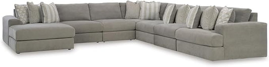 Signature Design by Ashley Casual Avaliyah U-Shape Right-Arm Facing 7-Piece Sectional with Chaise and Reversible Cushion, Gray