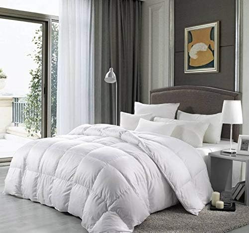 Queen Size, Luxury 1200 Thread Count Year Round Super Soft 100% Egyptian Cotton White Down Alternative Comforter Duvet, White Solid, 750 Fill Power, 50 Oz Fill Weight