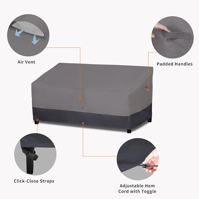 Easy-Going Outdoor Sofa Cover Heavy Duty Patio Furniture Loveseat Couch Bench Cover Windproof Durable (85Wx37Dx35H inch, Gray/Dark Gray) - Image 4