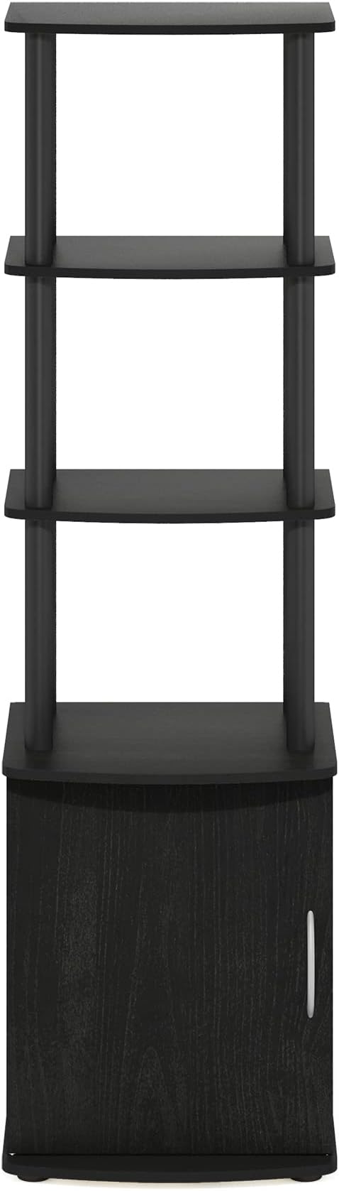 Furinno Turn-N-Tube Tall TV Entertainment Side Table Display Rack with Storage Cabinet, 3-Tier, Blackwood/Black - Image 5