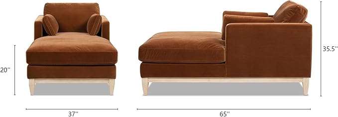 Jennifer Taylor Home Knox 65" Modern Farmhouse Chaise Lounge Chair, Burnt Orange Performance Velvet