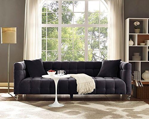 TOV Furniture Bea Grey Velvet Sofa | Tufted Design
