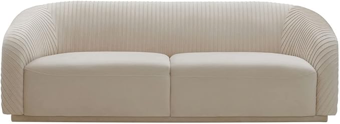 Yara 90.6" Beige Pleated Performance Velvet Sofa - TOV Furniture
