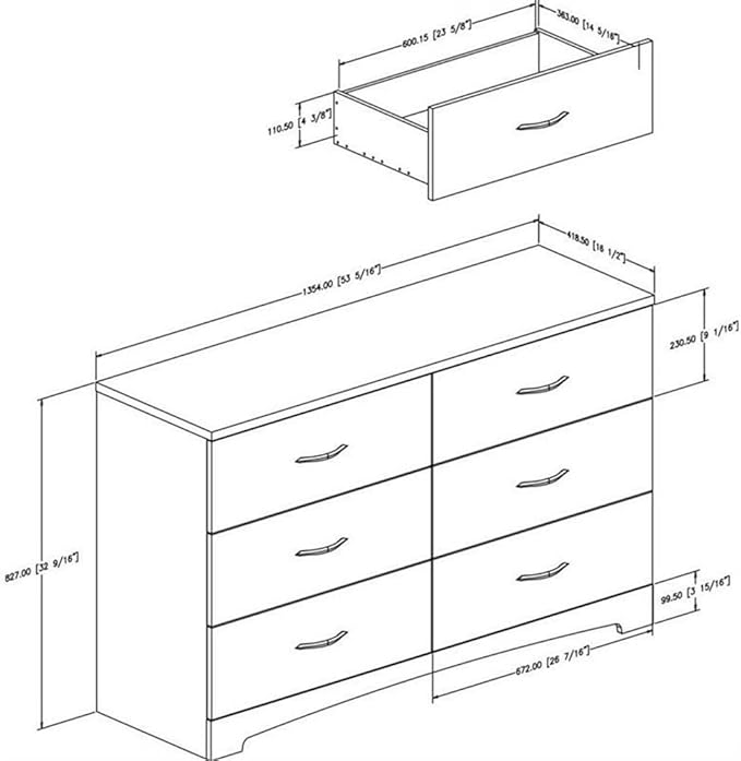 Home Square 3 Piece Modern Bedroom Furniture Set - 6 Drawer Black Dresser for Bedroom / 6 Tall Black Chest of Drawers for Bedroom/Black Nightstand with Drawer and Shelf