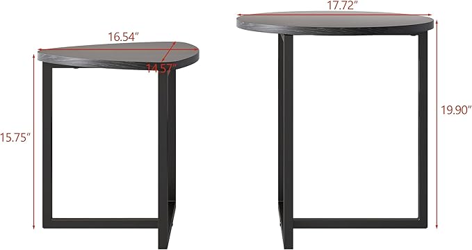 HOJINLINERO Coffee Table Side Tables End Tables Living Room Set of 2,Round Small Coffee Table Decor for Bedroom,Modern & Sturdy Metal Frame & Wood Top,Easy Assembly,Black