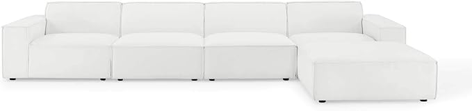 Modway Restore 5-Piece Upholstered Sectional Sofa in White