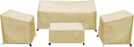 Patio Furniture Covers,Outdoor Furniture Cover Waterproof,Patio Furniture Set Covers for 4 Piece Outdoor Conversation Set,Patio Covers Set-XX-Large (Beige) by BANER+GARDEN