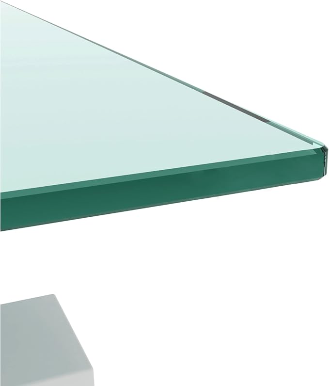 Rectangle Glass Coffee Table, Clear Coffee Table Modern Side Center Tables Furniture for Living Room,White