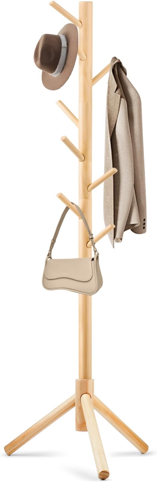 WANGMUXIA Coat Rack, Freestanding Coat Rack with 8 Hooks and 3 Adjustable Size Tree Coat Racks for Bedroom, Hallway, Entrance, Office, for Hats, Coats, Scarves, Handbags by WANGMUXIA