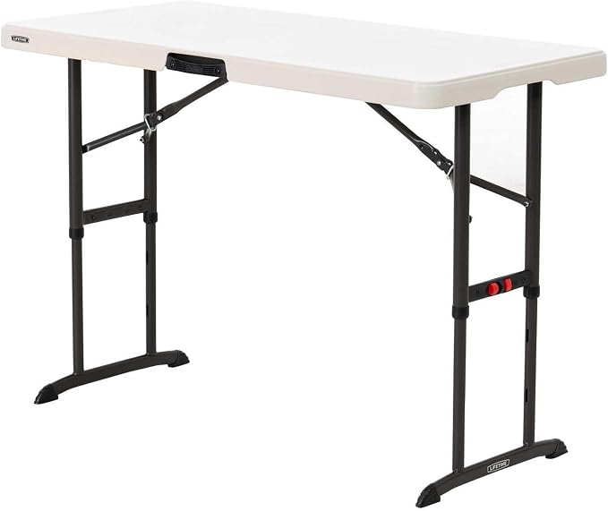 LIFETIME 80387 4-Foot Commercial Adjustable Folding Table, Almond by Lifetime