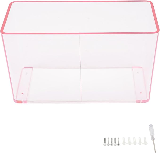 Acrylic Wall-Mounted Nightstand Floating Wall Nightstand Bedside Table Floating Side Table Wall Mounted Clear Shelf for Bedroom Bathroom (Pink) - Image 8