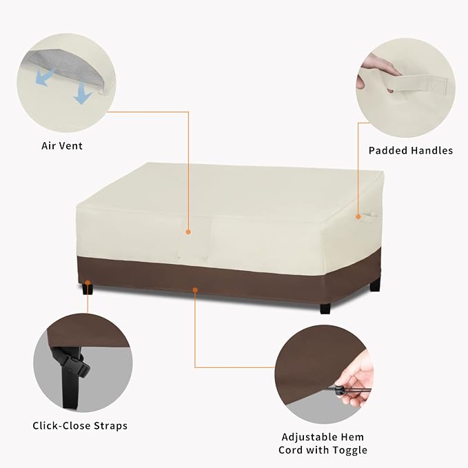 Easy-Going Waterproof Outdoor Couch Cover, Heavy Duty 3-Seater Patio Sofa Cover, Winchdproof Outdoor Furniture Cover with Air Vent (104Wx40Dx33H inch, Beige/Dark Brown) - Image 4