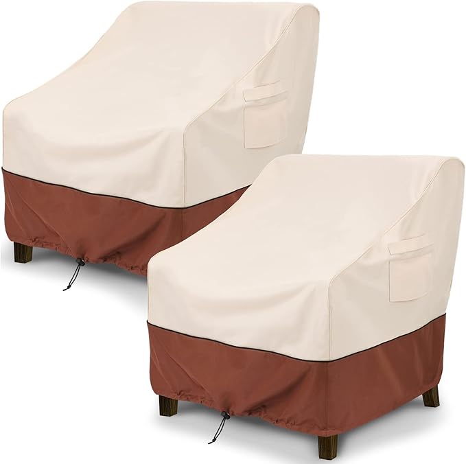 COSFLY Patio Furniture Covers 2 Pack, 600D Waterproof Outdoor Chair Covers for Deep Chairs, All-Weather UV Resistant Protection with Adjustable Straps & Air Vents, Fits up to 35" W x 38" D x 31" H by COSFLYFurnitureSetCovers
