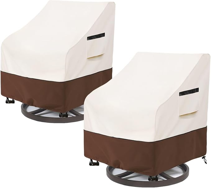Outdoor Swivel Lounge Chair Cover 2 Pack,Waterproof Patio Chair Covers,27.5W x 32.5 D x 39 H inches Outdoor Patio Rocking Chair Covers -Beige by Aacabo