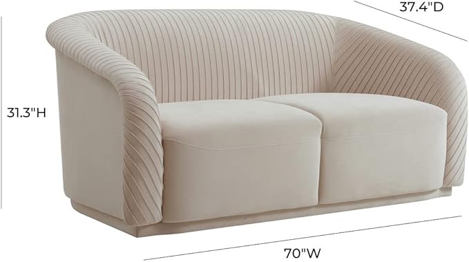 Yara 70" Pleated Beige Performance Velvet Loveseat - TOV Furniture