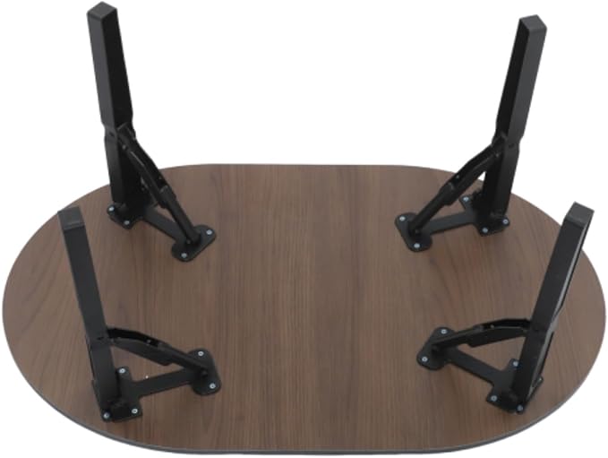 Folding Coffee Table, Small Portable Coffee Table with 4 Foldable Legs, Round Foldable Low Floor Tables for Living Room Home Office No Assembly 31.5 x 18.9 x 14.2 in (Black)