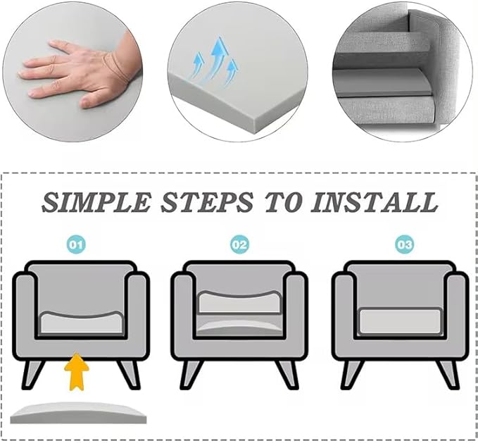 AK TRADING CO. Furniture Seat Support - High-Density (1.8 Density 44-ILD) - White Foam Couch Sofa Cushion Support Cushion Sag Repair Replacement for Sofa Couch Loveseat Chair (20" x 20" (3pack))
