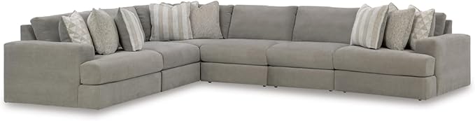 Signature Design by Ashley Casual Avaliyah L-Shape Left-Arm Facing 6-Piece Sectional with Reversible Cushion and Armrest, Gray